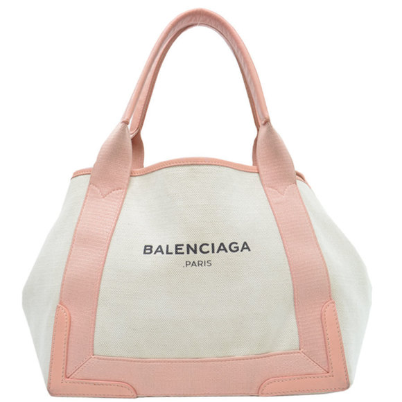 Balenciaga Canvas Leather Tote Bag White Pink - Picture 1 of 3